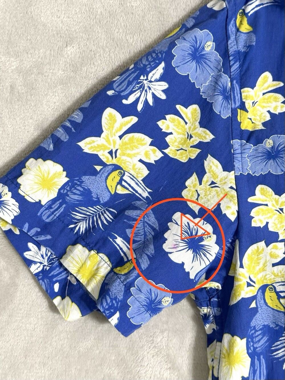 Tipsy Elves Men's L Blue Toucan Floral Hawaiian Shirt Button Up - Picture 7 of 7